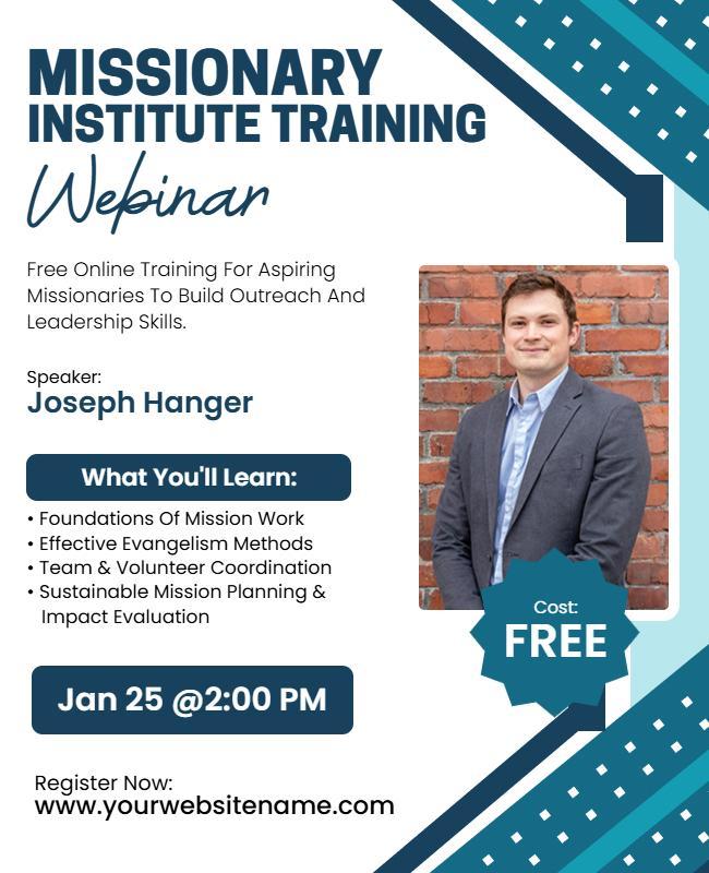 Missionary Institute Training Free Webinar Flyer Template