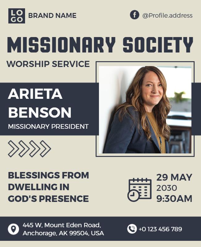 Missionary Society Worship Service Flyer Template