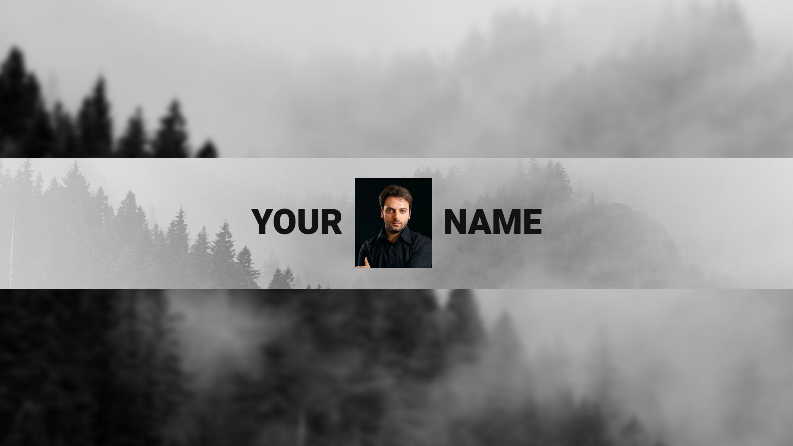 Misty Forest Background with Your Name YouTube Banner Template