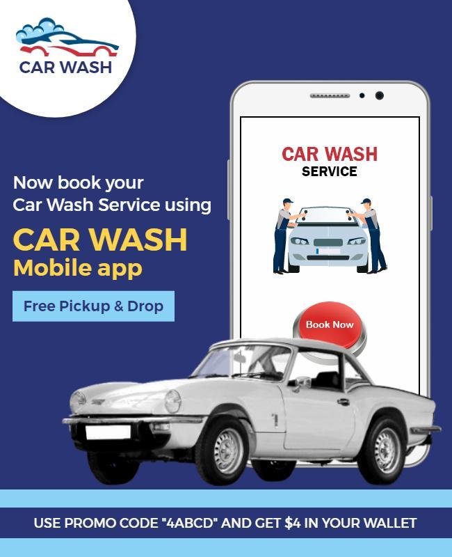 Mobile App Car Wash Service Flyer Template