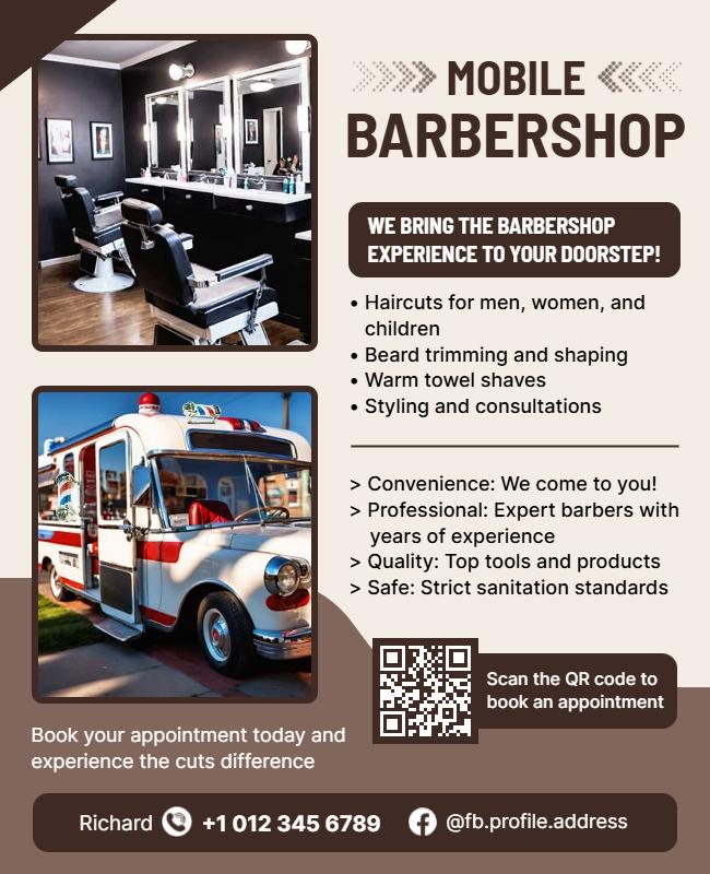 Mobile Barbershop Service Promotional Flyer Template