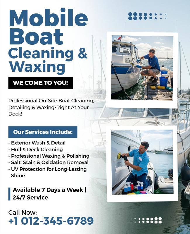Mobile Boat Cleaning and Waxing Service Flyer Template