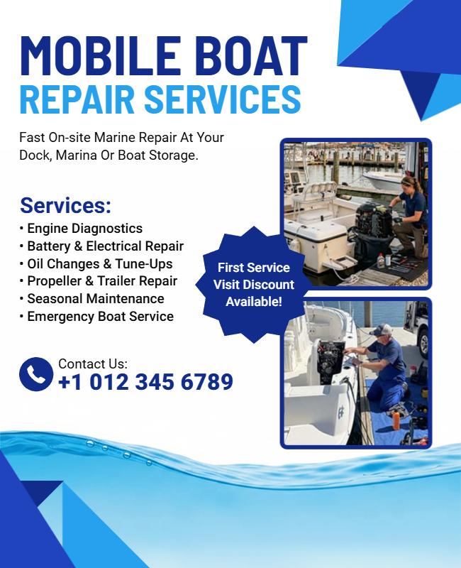 Mobile Boat Repair Service Flyer Template
