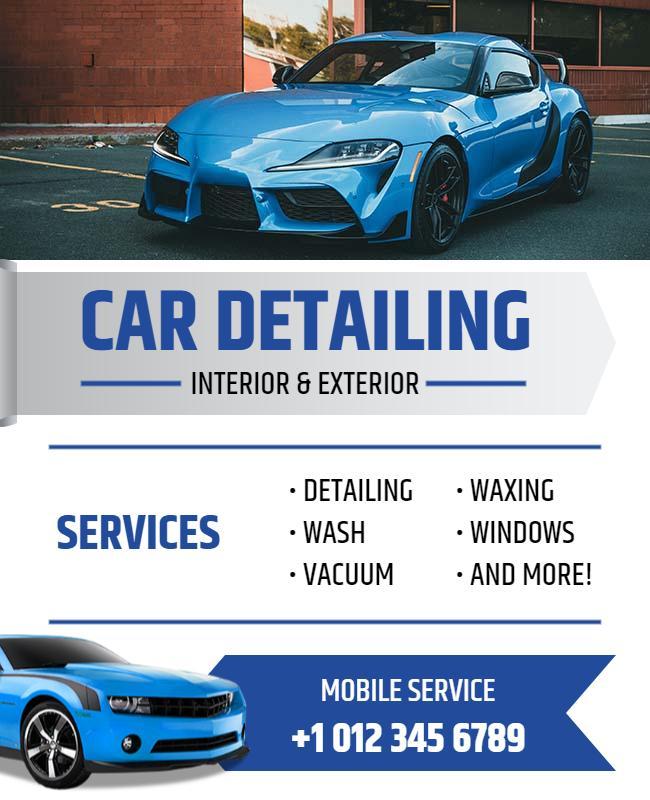 Bold Blue Car Detailing Service Mobile Flyer Template