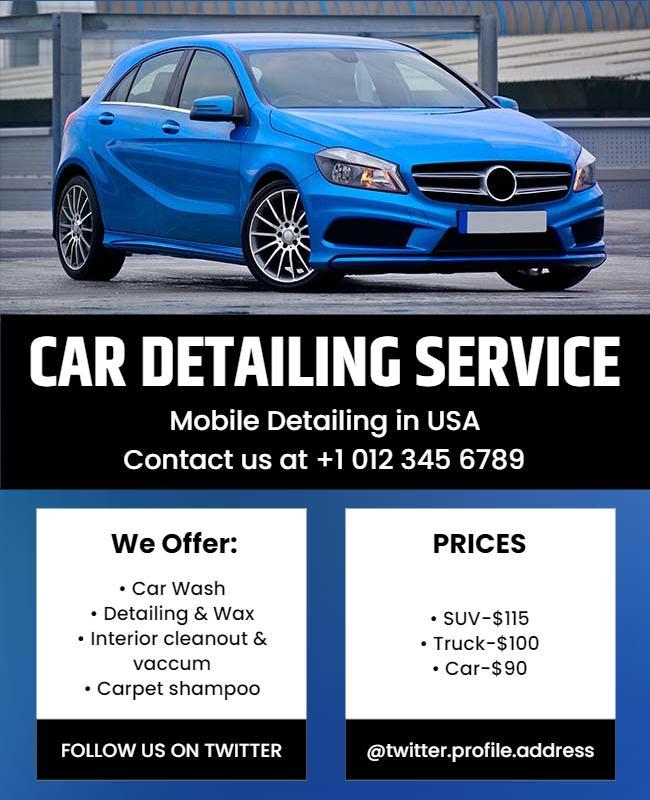 Mobile Car Detailing Service Promotional Flyer Template