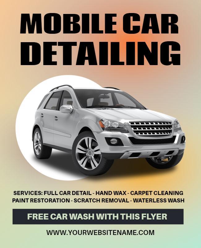 Vibrant Orange Automotive Cleaning and Detailing Flyer Template