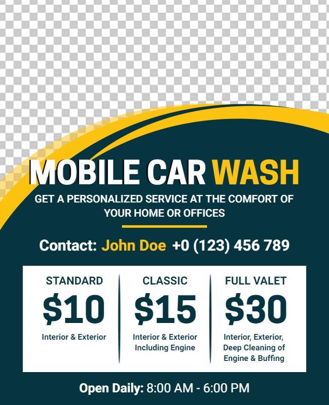 Professional Green Mobile Car Wash Service Flyer Template