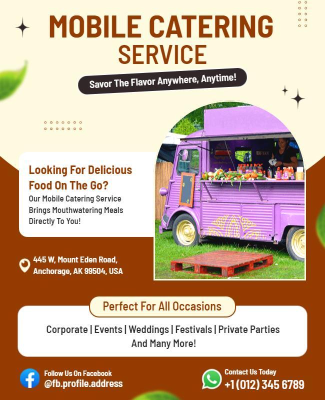 Mobile Catering Service Promotional Flyer Template