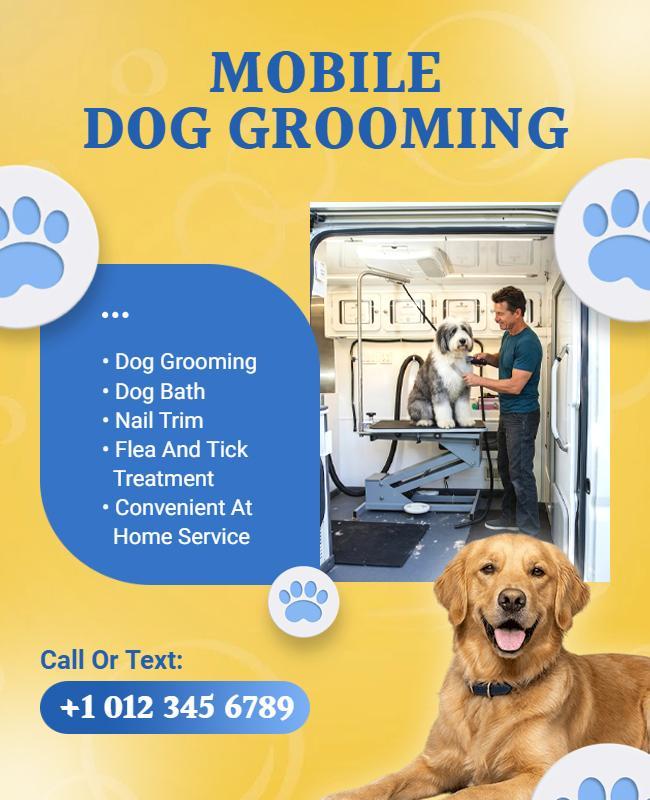 Mobile Dog Grooming Services Poster Template