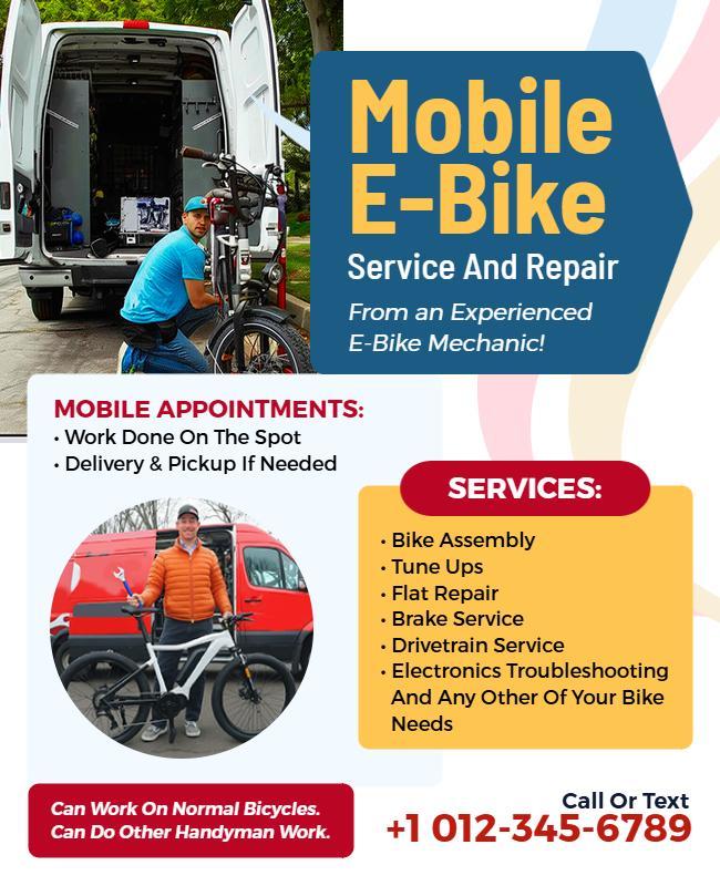 Mobile E-Bike Repair Services Flyer Template