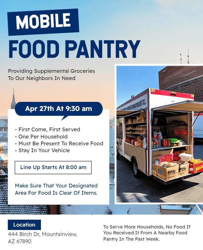 Community Support Mobile Food Pantry Assistance Flyer Template