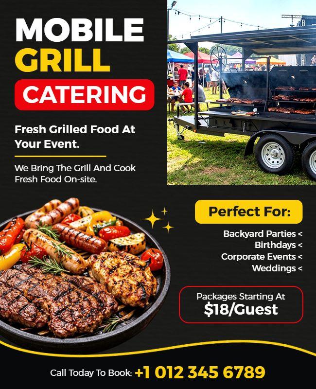 Mobile Grill Catering for Events Flyer Template