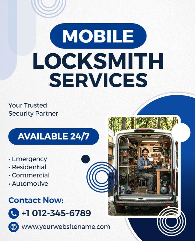 Mobile Locksmith Services Advertisement Poster Template
