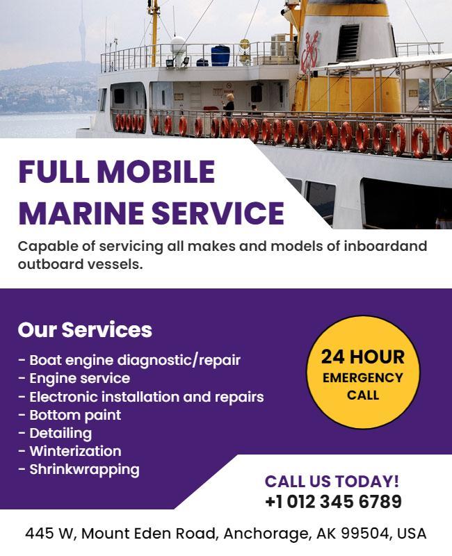 Mobile Marine Service and Repair Flyer Template