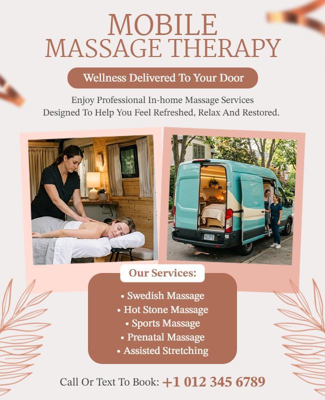 Mobile Massage Therapy Services Flyer Template