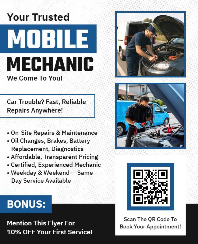 Mobile Mechanic Service Promotional Flyer Template