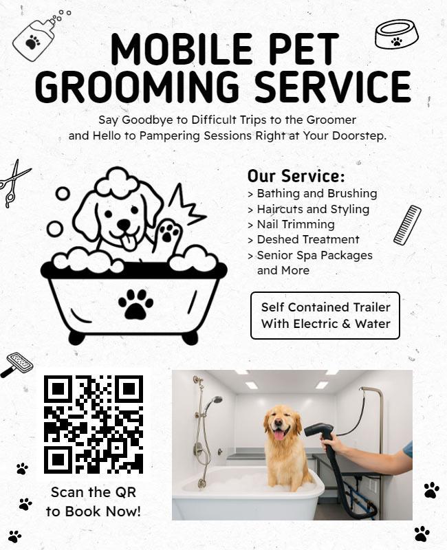 Mobile Pet Grooming Service Advertisement Flyer Template