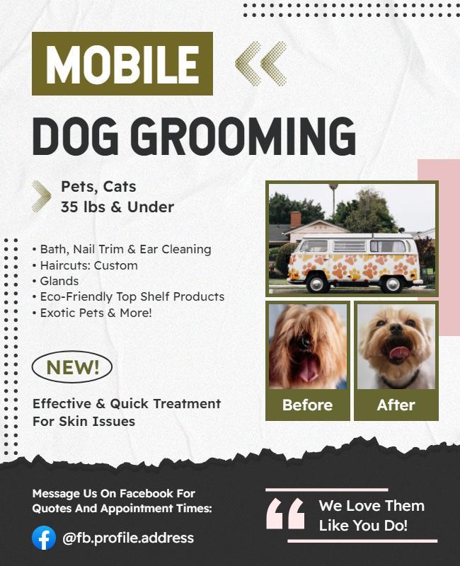 Mobile Pet Grooming Service Promotion Flyer Template