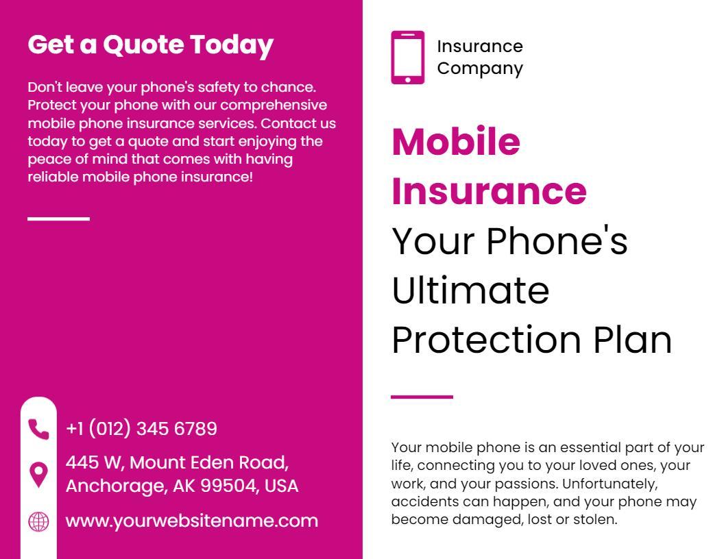 Mobile Phone Insurance Protection Plan and Services Brochure Template