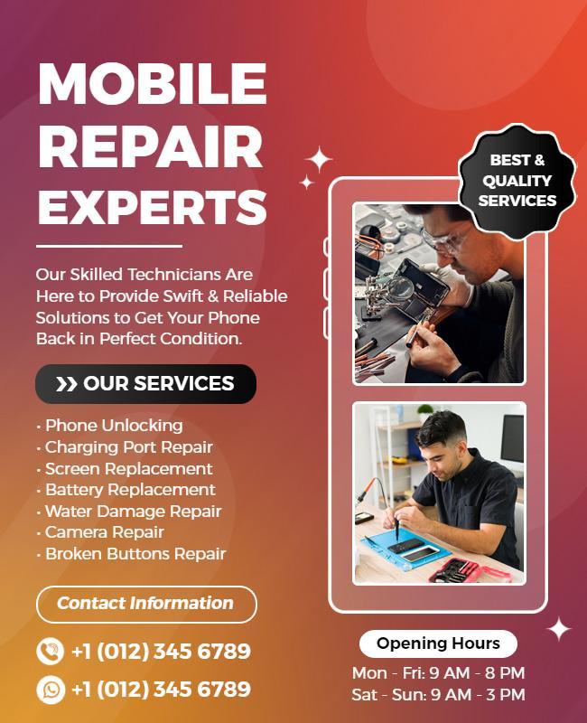 Mobile Repair Services Promotion Flyer Template