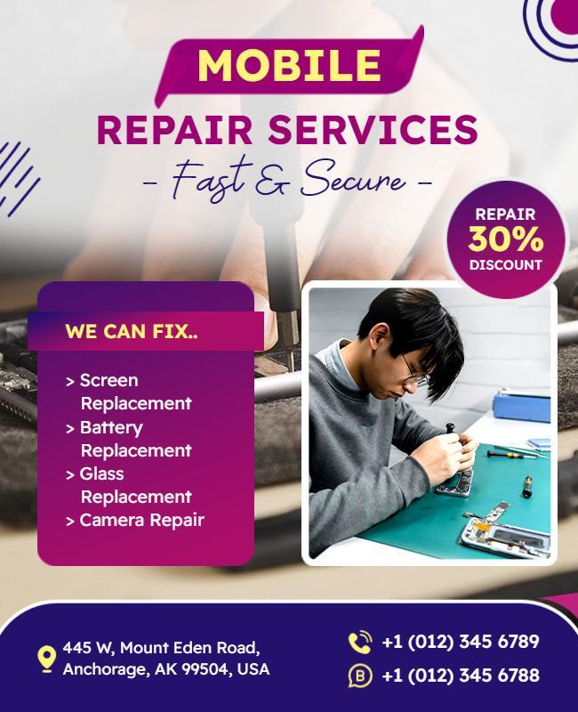 Mobile Repair Services Promotional Flyer Template