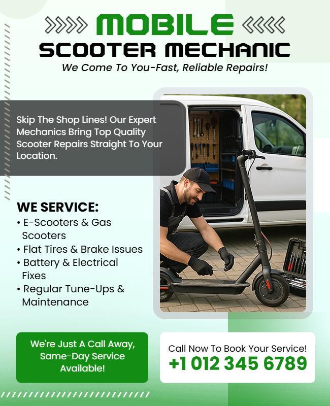 Mobile Scooter Mechanic Service Flyer Template