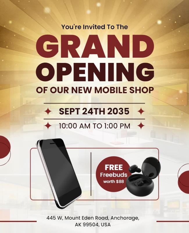 Mobile Shop Grand Opening Event Flyer Template