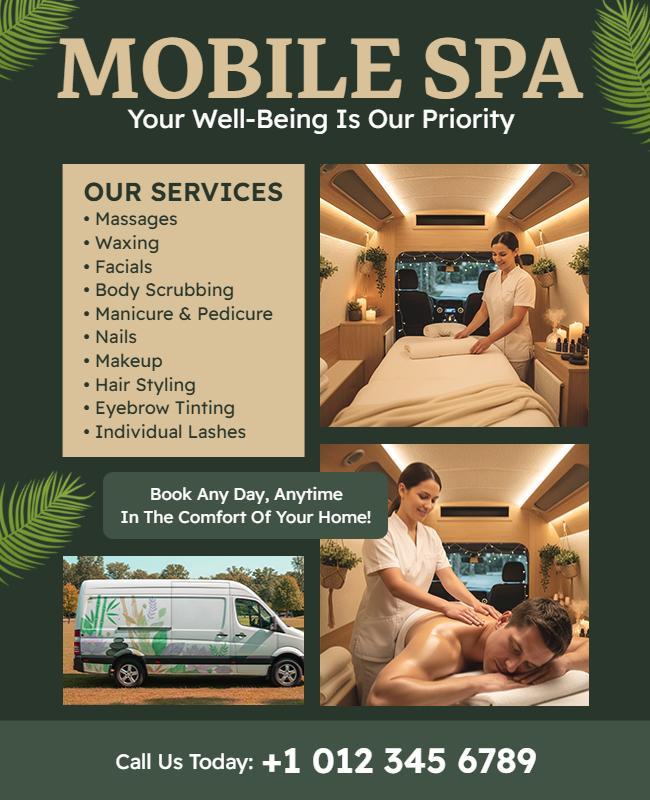 Mobile Spa Services Home Convenience Flyer Template