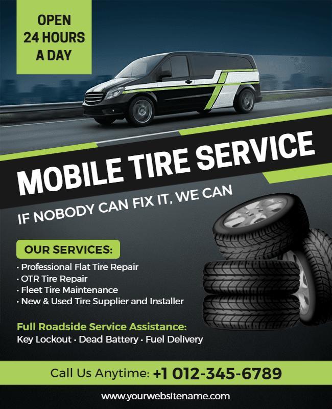 Mobile Tire Service and Roadside Assistance Flyer Template