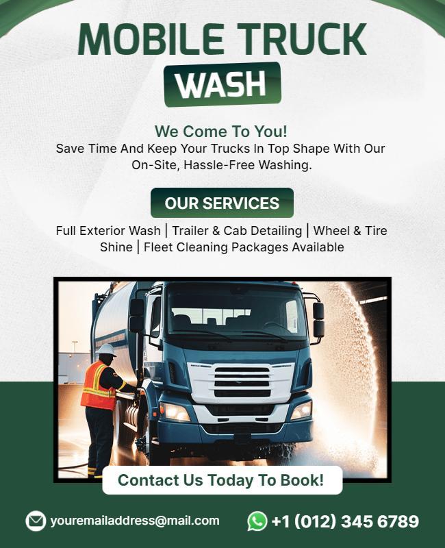 Mobile Truck Wash Service Flyer Template