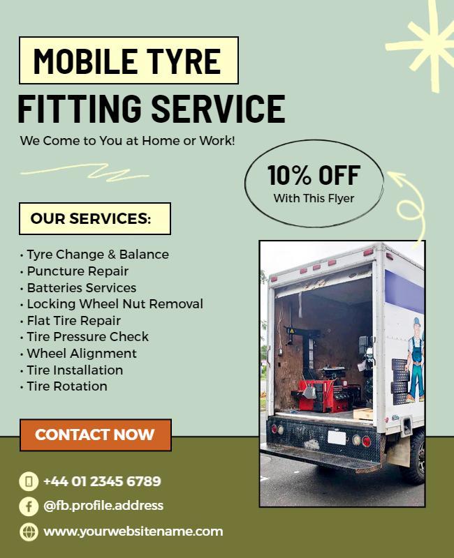 Mobile Tyre Fitting Service Promotion Flyer Template