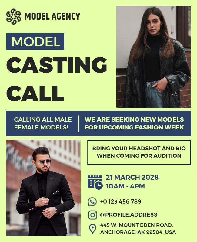 Model Agency Casting Call Event Flyer Template