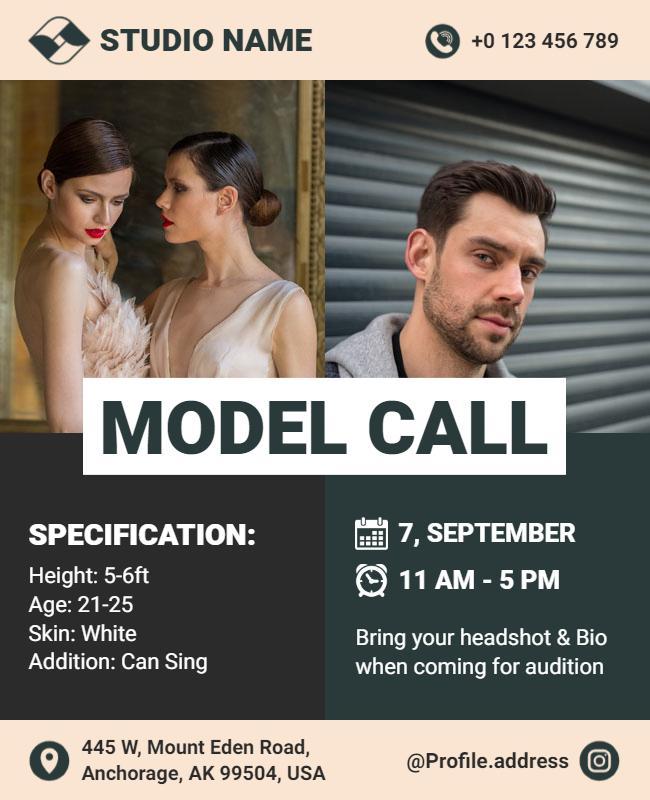 Model Call Audition Event Flyer Template