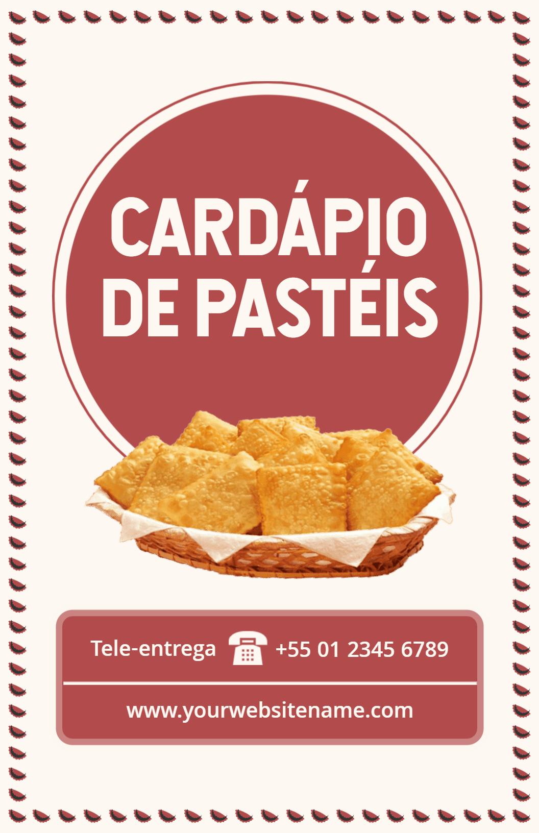 Modelo De Cardápio De Pastéis Tradicionais Brasileiros