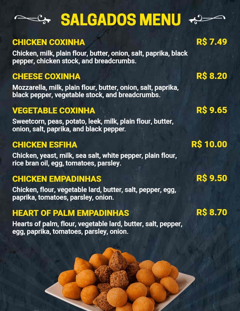 Modelo De Cardápio De Salgadinhos Estilo Lousa