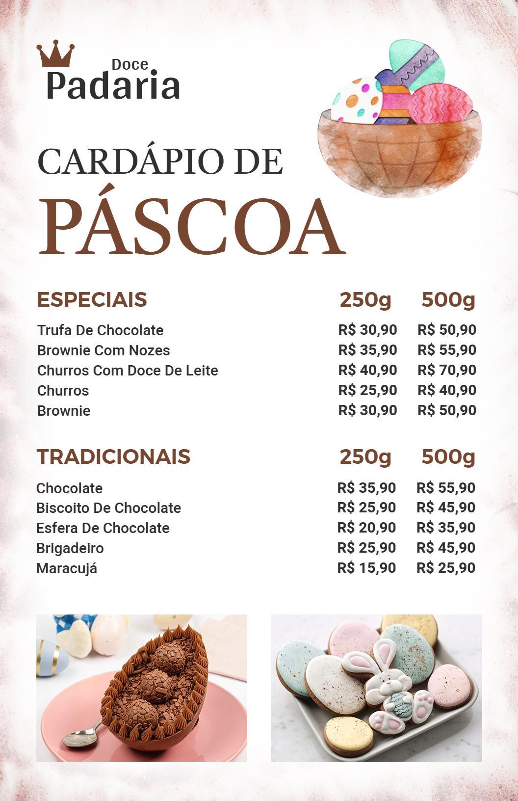 Modelo De Cardápio Festivo De Páscoa Com Trufas E Doces De Chocolate Deliciosos