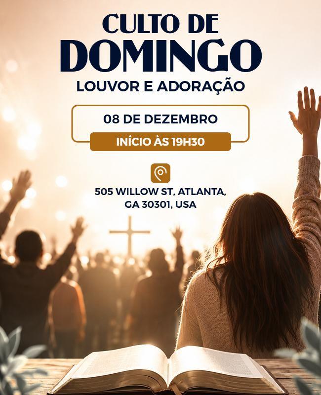 Modelo De Flyer Para Celebração Do Culto De Domingo