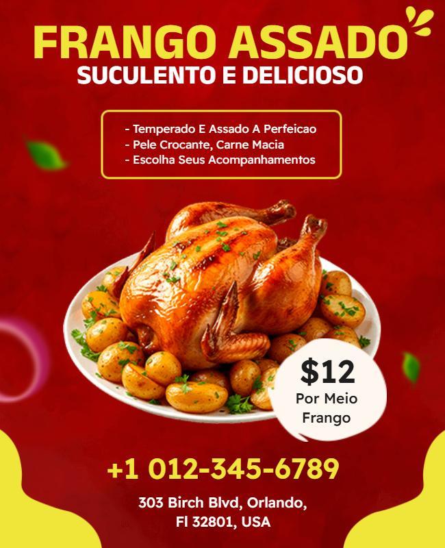 Modelo De Flyer Para Restaurante De Frango Assado Suculento