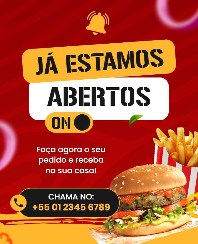 Modelo De Folheto Para Anúncio De Inauguração De Restaurante De Fast Food