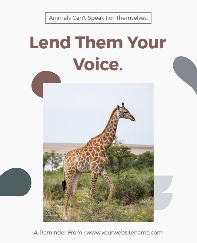 Modern Animal Rights Awareness Giraffe Poster Template