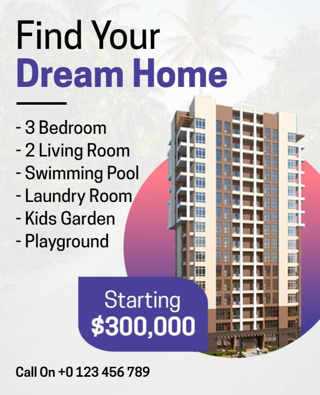 Modern Apartment Listing with Swimming Pool Flyer Template