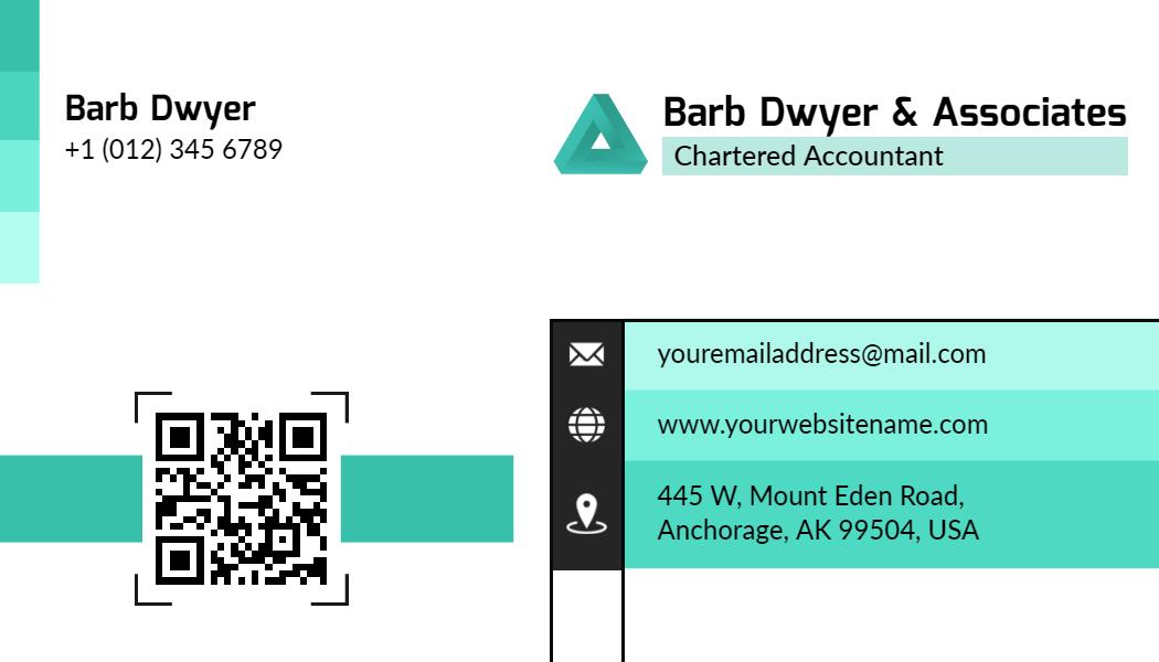 Modern Aqua Geometric Chartered Accountant Visiting Card Template