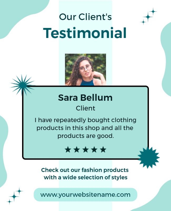 Modern Aqua-Themed Client Testimonial Poster Template