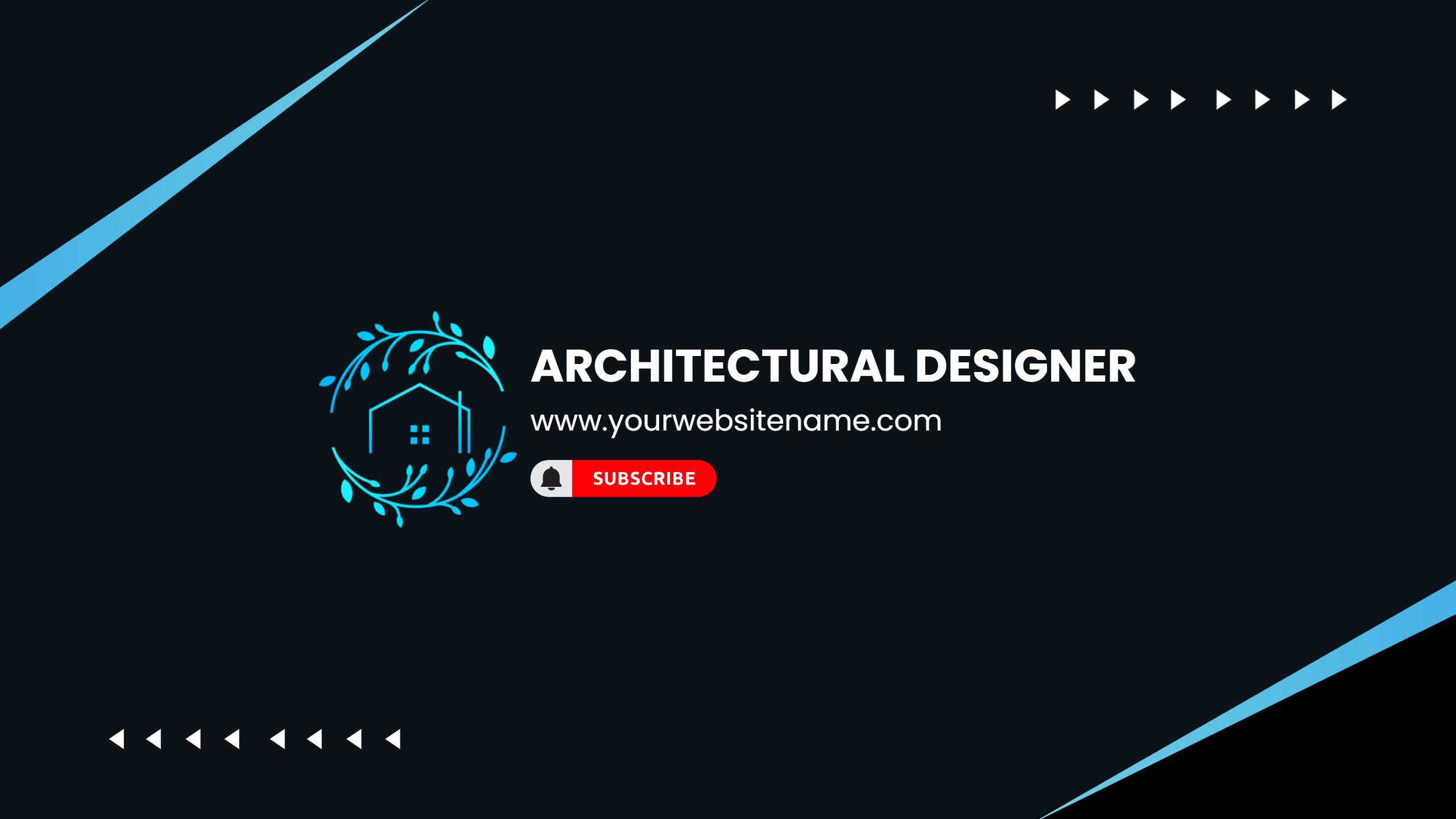 Modern Architectural Design Showcase with Dark Blue YouTube Banner Template