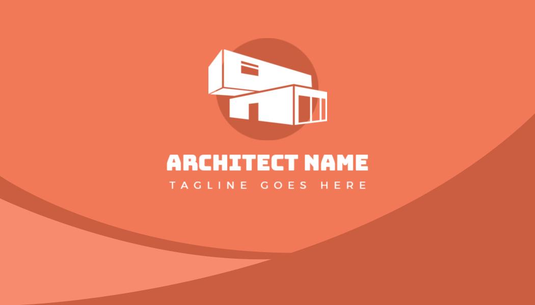 Modern Architectural Design with Warm Orange Background Business Card Template