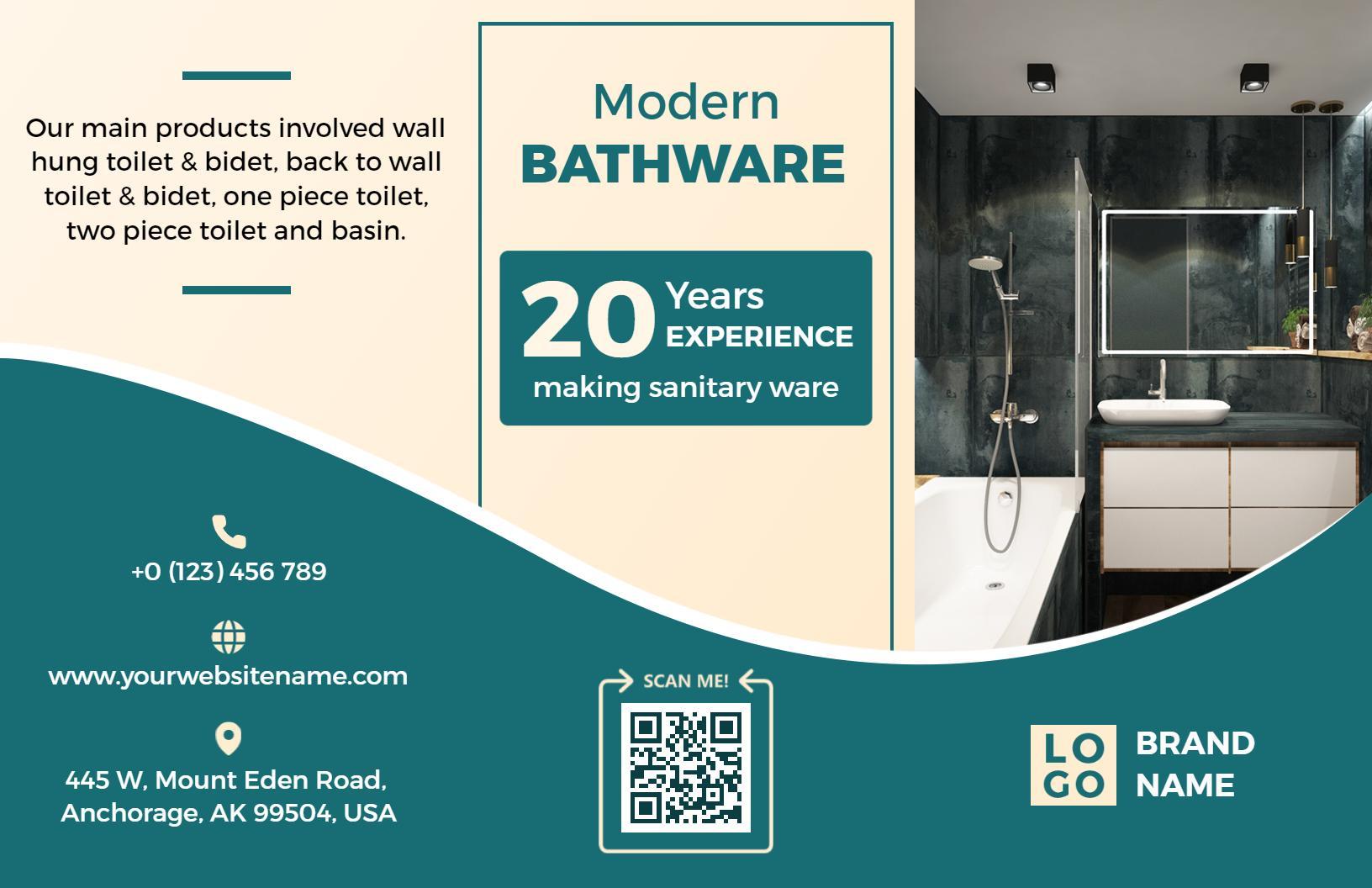 Modern Bathware Quality Sanitaryware Interior Design Brochure Template