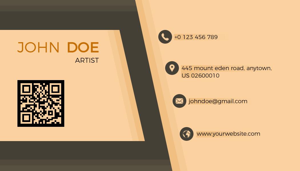 Modern Beige Artist QR Code Enabled Business Card Template