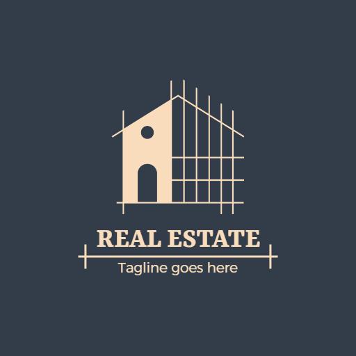 Modern Beige House Design Representing Real Estate Industry Logo Template