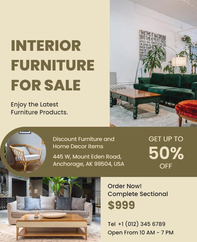 Modern Beige Interior Furniture Sale Promotion Poster Template