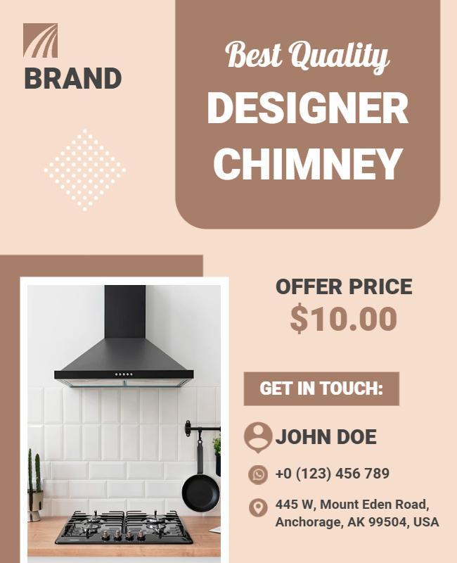 Modern Beige Kitchen Designer Chimney Promotion Poster Template